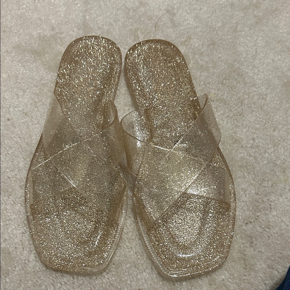 Beach Brand Glittery Gold Women's Slide Sandals
